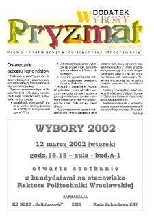 Pryzmat : Pismo Informacyjne Politechniki Wrocławskiej. Dodatek "Wybory", 7 marca 2002