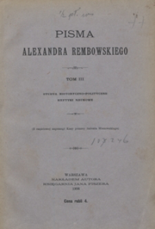 Pisma Alexandra Rembowskiego. Tom III