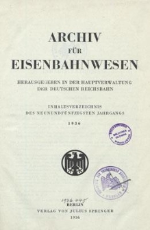 Archiv für Eisenbahnwesen, 59 Jahrgang, 1936