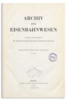 Archiv für Eisenbahnwesen, 62 Jahrgang, 1939