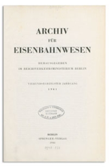 Archiv für Eisenbahnwesen, 64 Jahrgang, 1941