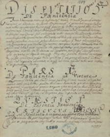 Disputatio quinta de poenitentia [oraz] Appendix secunda de indulgentiis et purgatorio