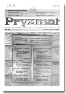Pryzmat : Pismo Informacyjne Politechniki Wrocławskiej. 1-15 listopada 1996, nr 80