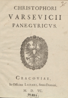 Christophori Varsevicii Panegyricus