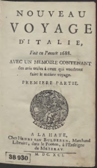 Nouveau Voyage D'Italie, Fait en l'année 1688 [...] P. 1-2