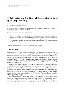 Cell detection and tracking in lab-on-a-chip devices by image processing