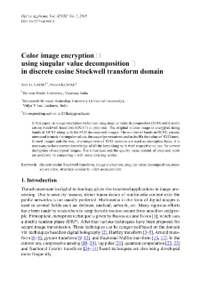 Color image encryption using singular value decomposition in discrete cosine Stockwell transform domain
