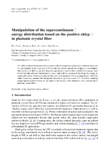 Manipulation of the supercontinuum energy distribution based on the positive chirp in photonic crystal fiber