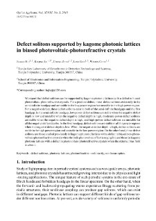 Defect solitons supported by kagome photonic lattices in biased photovoltaic-photorefractive crystals