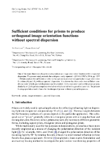 Sufficient conditions for prisms to produce orthogonal image orientation functions without spectral dispersion