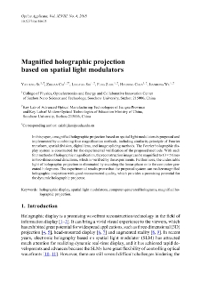 Magnified holographic projection based on spatial light modulators
