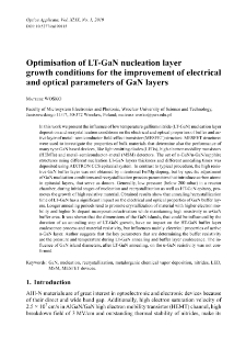 Optimisation of LT-GaN nucleation layer growth conditions for the improvement of electrical and optical parameters of GaN layers