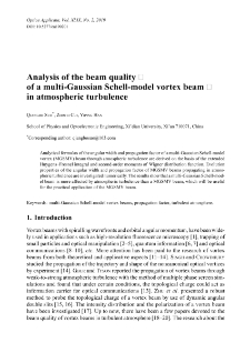 Analysis of the beam quality of a multi-Gaussian Schell-model vortex beam in atmospheric turbulence
