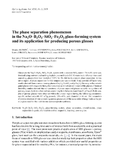 The phase separation phenomenon in the Na2O–B2O3–SiO2–Fe2O3 glass-forming system and its application for producing porous glasses