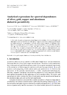Analytical expressions for spectral dependences of silver, gold, copper and aluminum dielectric permittivity