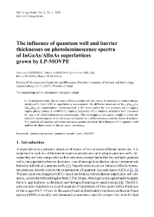 The influence of quantum well and barrier thicknesses on photoluminescence spectra of InGaAs/AlInAs superlattices grown by LP-MOVPE