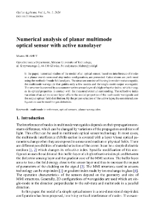 Numerical analysis of planar multimode optical sensor with active nanolayer