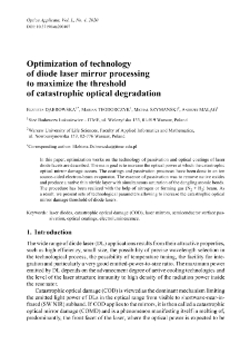 Optimization of technology of diode laser mirror processing to maximize the threshold of catastrophic optical degradation