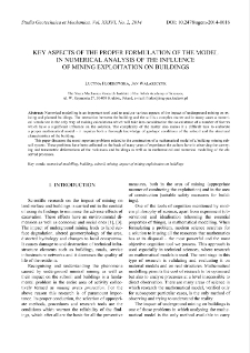 Key aspects of the proper formulation of the model in numerical analysis of the influence of mining exploitation on buildings