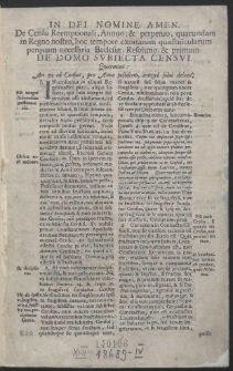 De Censu Reemptionali Annuo et perpetuo, quarundam in Regno nostro [...]