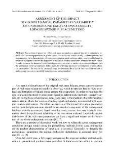 Assessment of the impact of geomechanical parameters variability on underground excavations stability using response surface method
