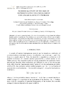 Numerical study of the size of representative volume element for linear elasticity problem