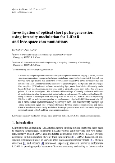 Investigation of optical short pulse generation using intensity modulation for LiDAR and free-space communications