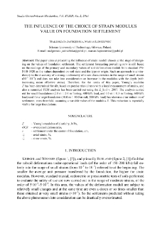 The influence of the choice of strain modulus value on foundation settlement