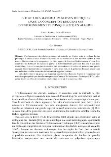 Intérêt desmatériaux géosynthétiques dans la conception des Centres d’Enfouissement Technique (CET) en Algérie