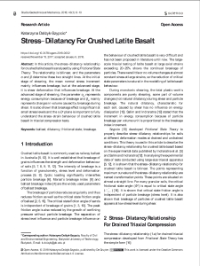 Stress–Dilatancy For Crushed Latite Basalt