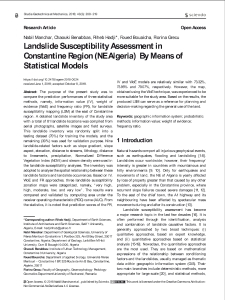 Landslide Susceptibility Assessment in Constantine Region (NE Algeria) By Means of Statistical Models