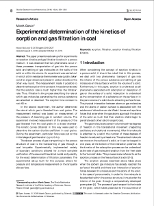 Experimental determination of the kinetics of sorption and gas filtration in coal