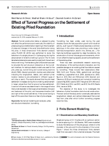 Effect of Tunnel Progress on the Settlement of Existing Piled Foundation