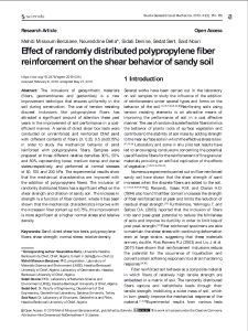 Effect of randomly distributed polypropylene fiber reinforcement on the shear behavior of sandy soil