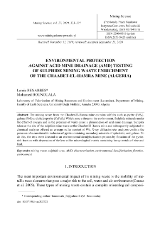 Environmental protection against acid mine drainage (AMD) testing of sulphide mining waste enrichment of the Chaabet-El-Hamra mine (Algeria)