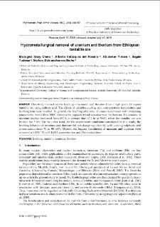 Hydrometallurgical removal of uranium and thorium from Ethiopian tantalite ore