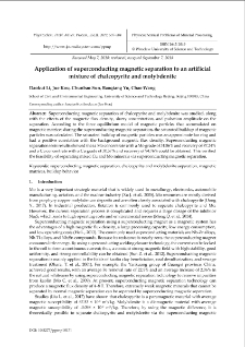 Application of superconducting magnetic separation to an artificial mixture of chalcopyrite and molybdenite