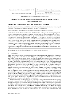 Effects of ultrasonic treatment on the particle size, shape and ash content of fine coal