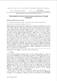 Determination of mineral surface energy using impact of rough topography