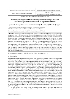 Recovery of Copper and Nickel from Polymetallic Sulphate Leach Solution of Printed Circuit Boards using Dowex M 4195