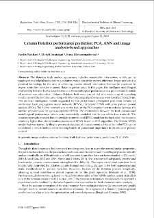Column flotation performance prediction: PCA, ANN and image analysis-based approaches