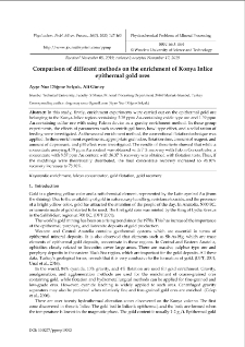 Comparison of different methods on the enrichment of Konya Inlice epithermal gold ores