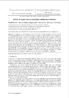 Effects of copper ions on malachite sulfidization flotation