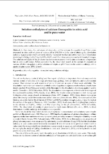 Solution enthalpies of calcium fluorapatite in nitric acid and in pure water