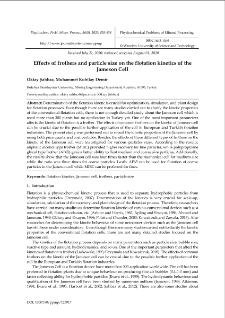 Effects of frothers and particle size on the flotation kinetics of the Jameson Cell