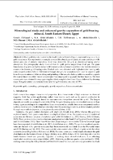 Mineralogical study and enhanced gravity separation of gold-bearing mineral, South Eastern Desert, Egypt