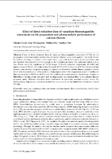 Effect of direct reduction time of vanadium titanomagnetite concentrate on the preparation and photocatalytic performance of calcium titanate