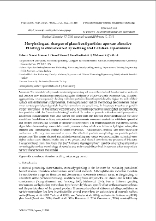 Morphological changes of glass bead particles upon an abrasive blasting as characterized by settling and flotation experiments