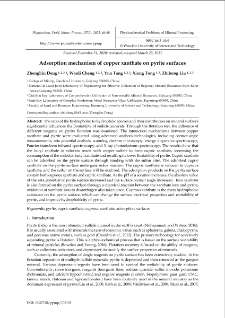 Adsorption mechanism of copper xanthate on pyrite surfaces