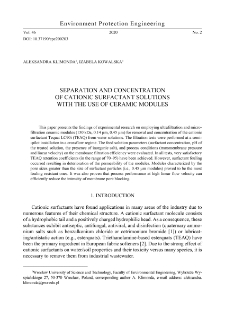 Separation and concentration of cationic surfactant solutions with the use of ceramic modules